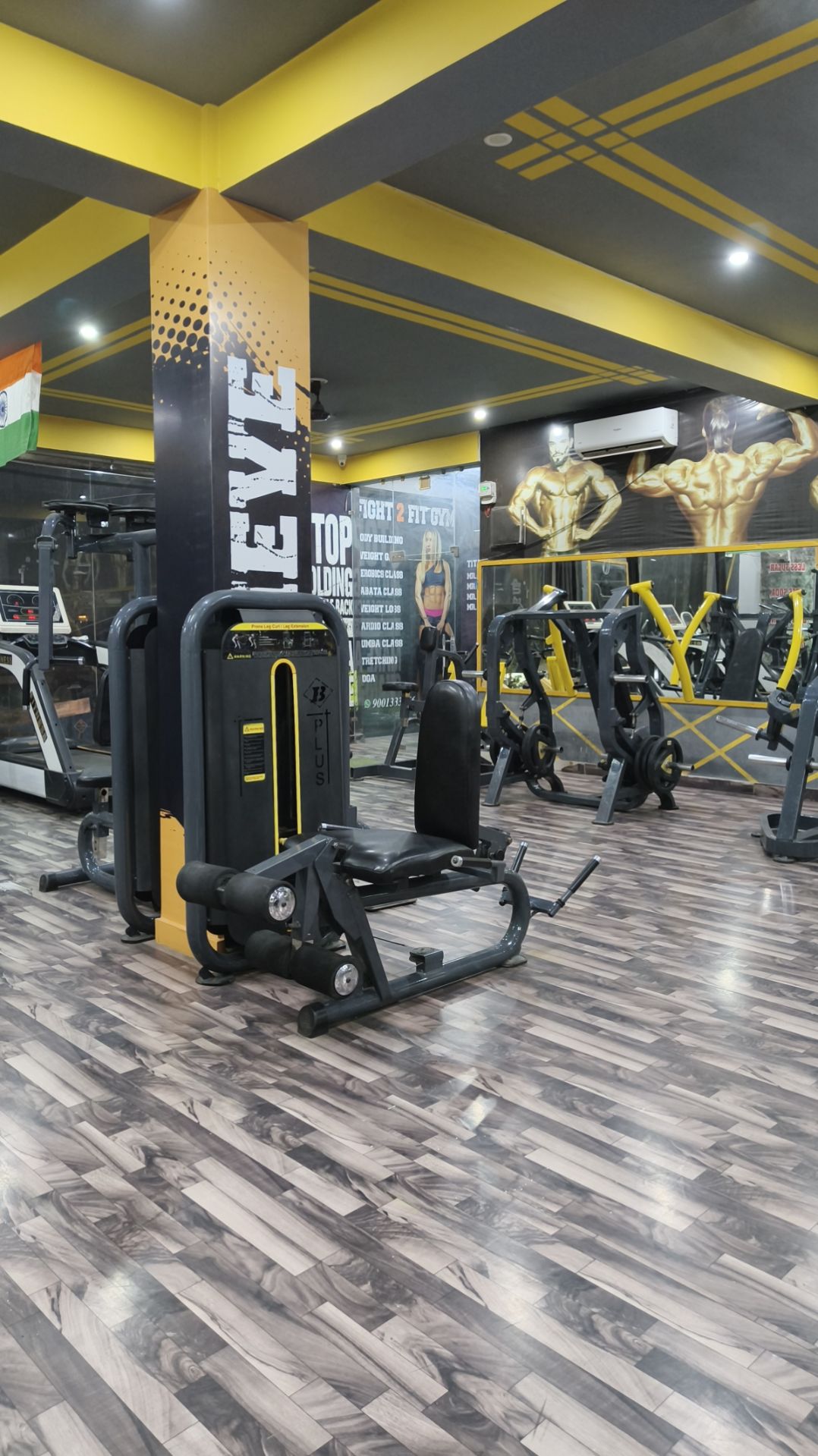 Fight 2 Fit Gym premium equipment with branded class board